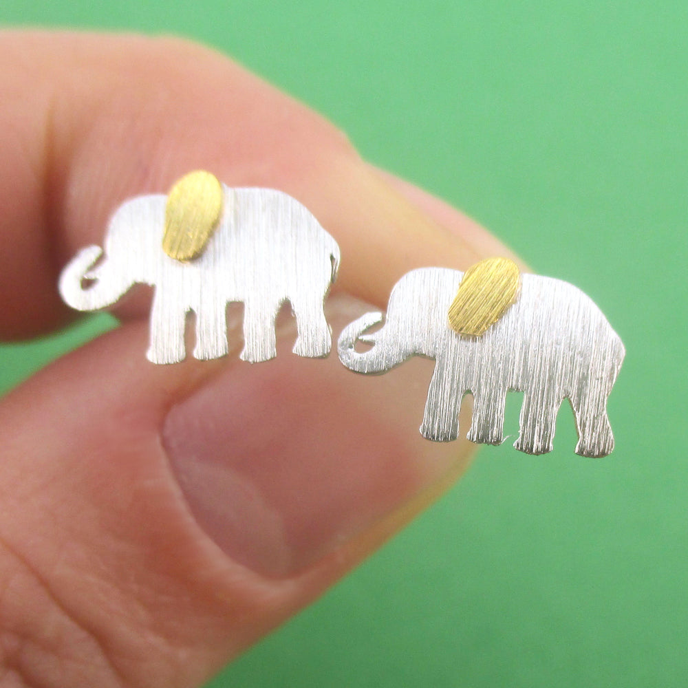 Classic Minimal Elephant Silhouette Shaped Allergy Free Stud Earrings