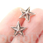 Classic Star Shaped Stud Earrings with Textured Details in Rose Gold