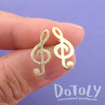 Classic Treble Shaped Stud Earrings in Gold for Music Lovers | DOTOLY