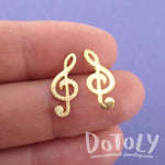 Classic Treble Shaped Stud Earrings in Gold for Music Lovers | DOTOLY