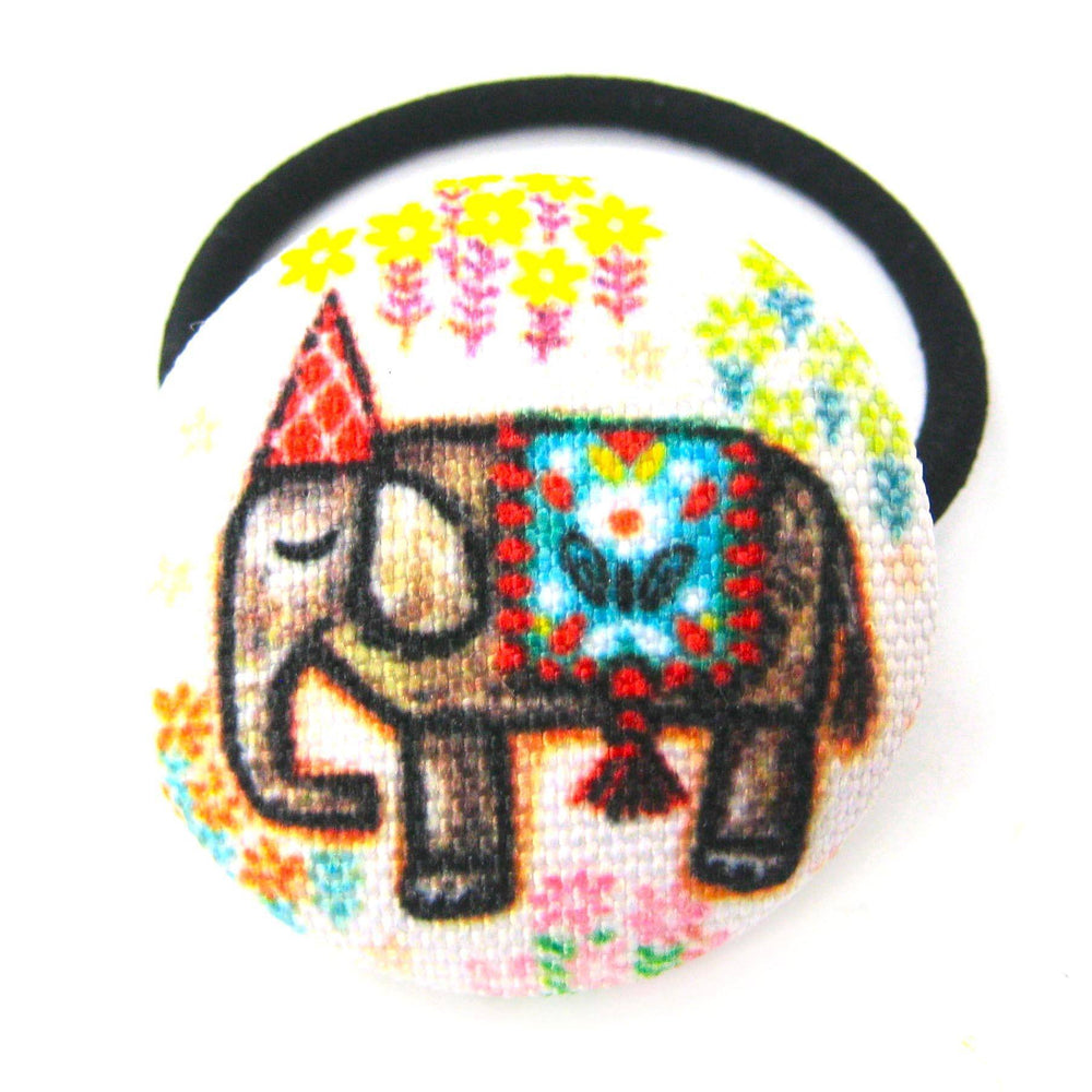 colorful-hand-drawn-elephant-animal-themed-button-hair-tie-pony-tail-holder