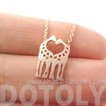 Kissing Giraffe Animal Shaped Silhouette Pendant Necklace in Rose Gold | DOTOLY | DOTOLY