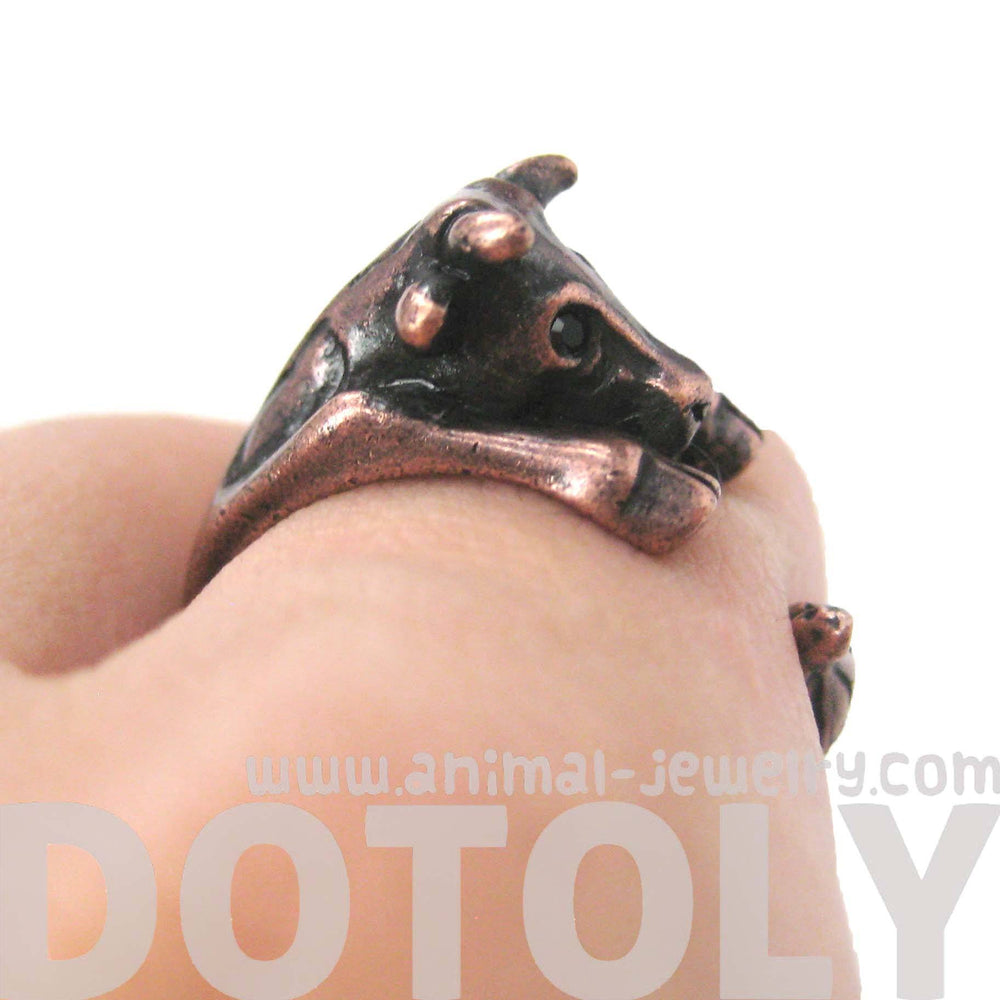 Cow Bull Shaped Animal Wrap Around Ring in Copper | Animal Jewelry