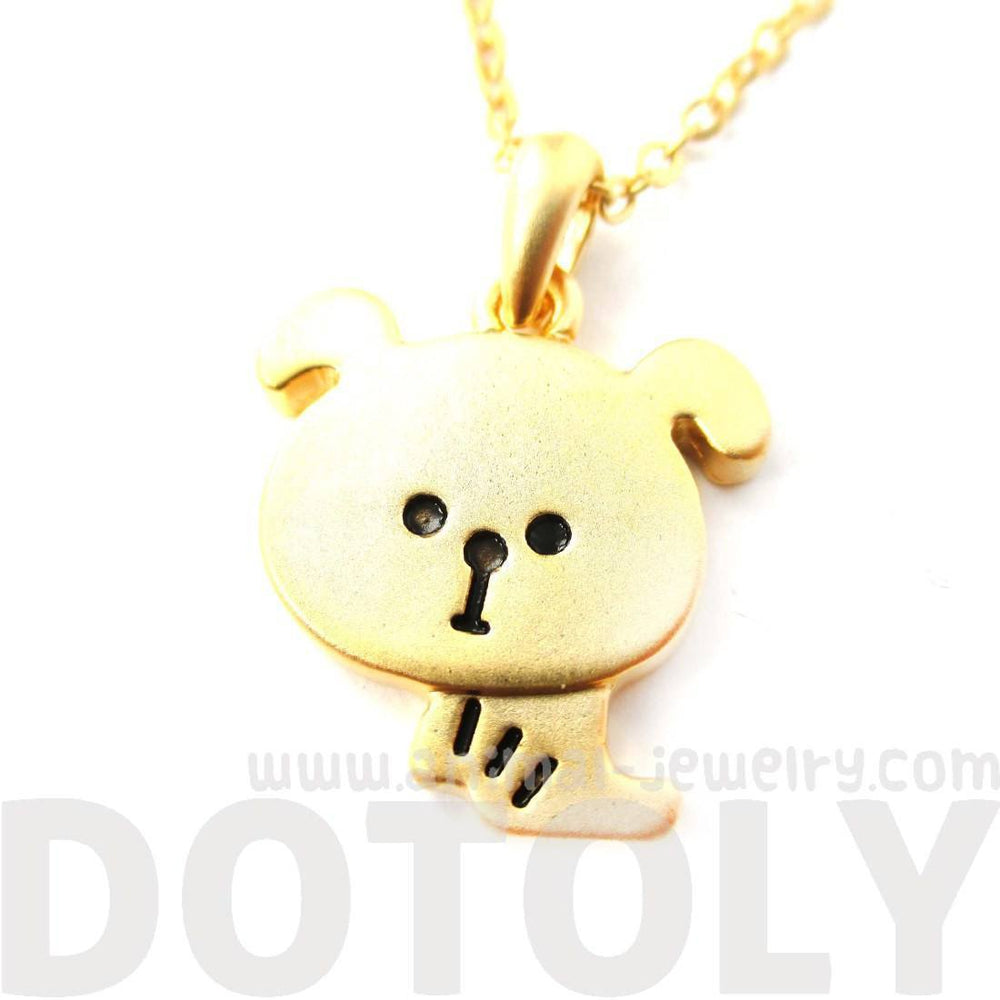 Cartoon Puppy Dog Shaped Pendant Necklace in Gold | Animal Jewelry