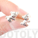 Cute Koala Teddy Bear Shaped Animal Themed Stud Earrings in Silver