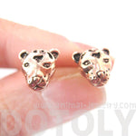 Leopard Cheetah Shaped Large Animal Themed Stud Earrings in Rose Gold