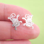 Cute Monkey Chimpanzee Shaped Allergy Free Stud Earrings in Silver