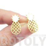Cute Pineapple Shaped Stud Earrings in Gold | DOTOLY