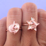 Cute Unicorn Themed Heart and Star Shaped Adjustable Rings | DOTOLY