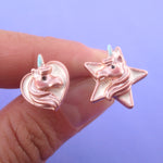 Cute Unicorn Themed Heart and Star Shaped Stud Earrings | DOTOLY