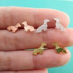 Dachshund Puppies Shaped Stud Earrings with Rhinestones for Dog Lovers