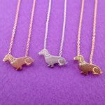 Dachshund Puppy Shaped Charm Necklace with Rhinestones for Dog Lovers