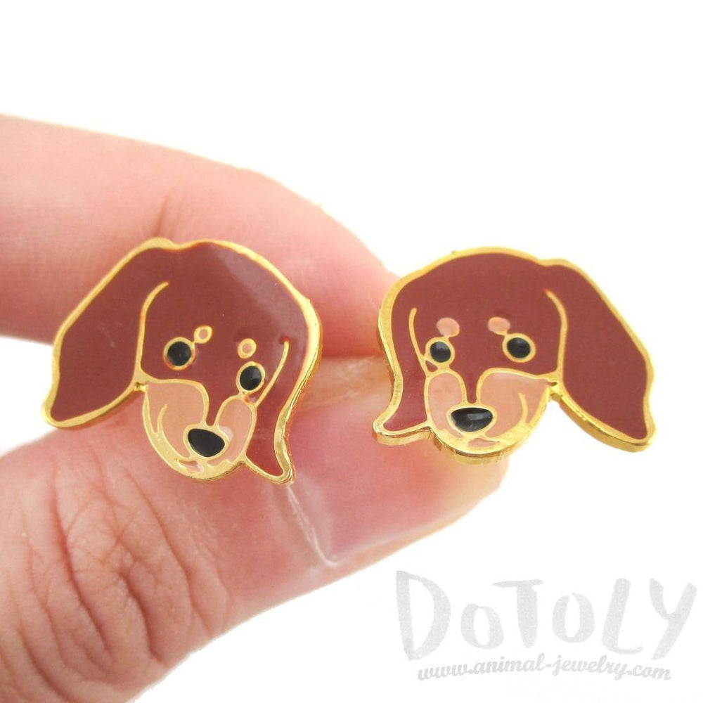 Dachshund Puppy Wiener Dog Face Shaped Stud Earrings | Limited Edition