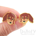 Dachshund Puppy Wiener Dog Face Shaped Stud Earrings | Limited Edition