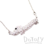 Dachshund Weiner Dog Pendant Necklace in Silver with Rhinestones