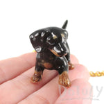 Dachshund Puppy Dog Porcelain Handmade Ceramic Animal Pendant Necklace