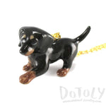 Dachshund Puppy Dog Porcelain Handmade Ceramic Animal Pendant Necklace