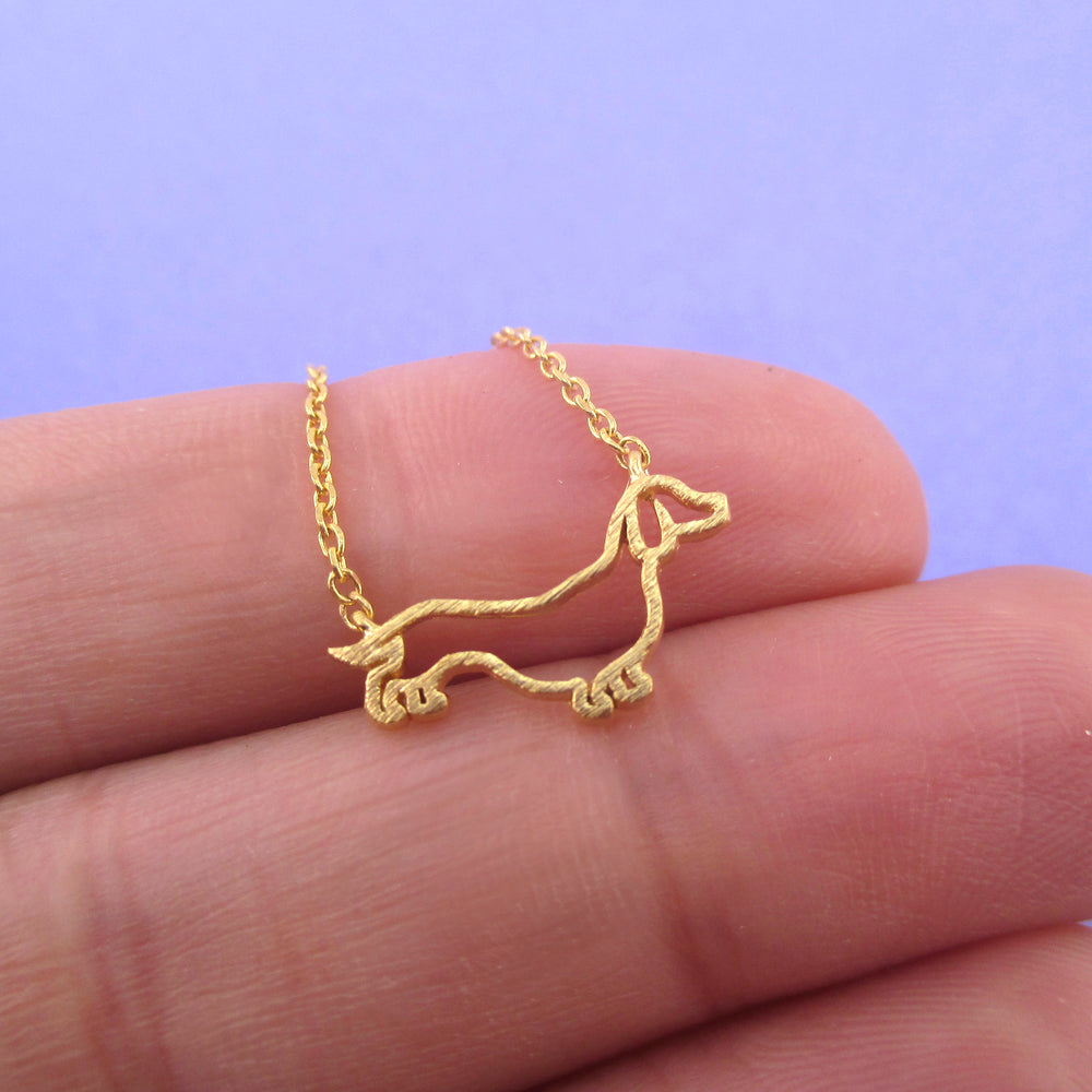 Dachshund Wiener Dog Outline Shaped Pendant Necklace for Puppy Lovers