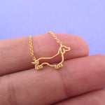 Dachshund Wiener Dog Outline Shaped Pendant Necklace for Puppy Lovers