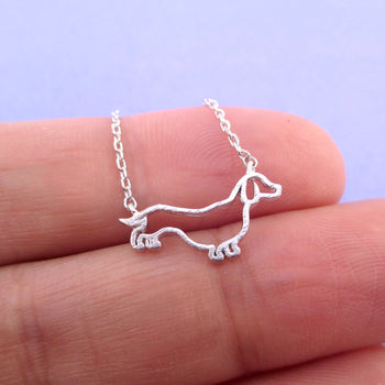 Dachshund Wiener Dog Outline Shaped Pendant Necklace for Puppy Lovers