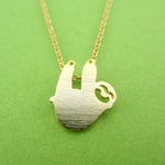 Dangling Sloth Silhouette Shaped Animal Pendant Necklace in Gold | DOTOLY
