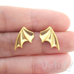 Detailed Bat Wings Shaped Stud Earrings in Gold