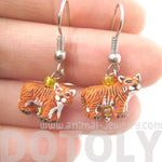 Detailed Bengal Tiger Shaped Porcelain Ceramic Animal Dangle Earrings