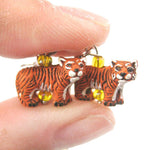 Detailed Bengal Tiger Shaped Porcelain Ceramic Animal Dangle Earrings