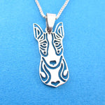 Bull Terrier Shaped Cut Out Pendant Necklace in Silver