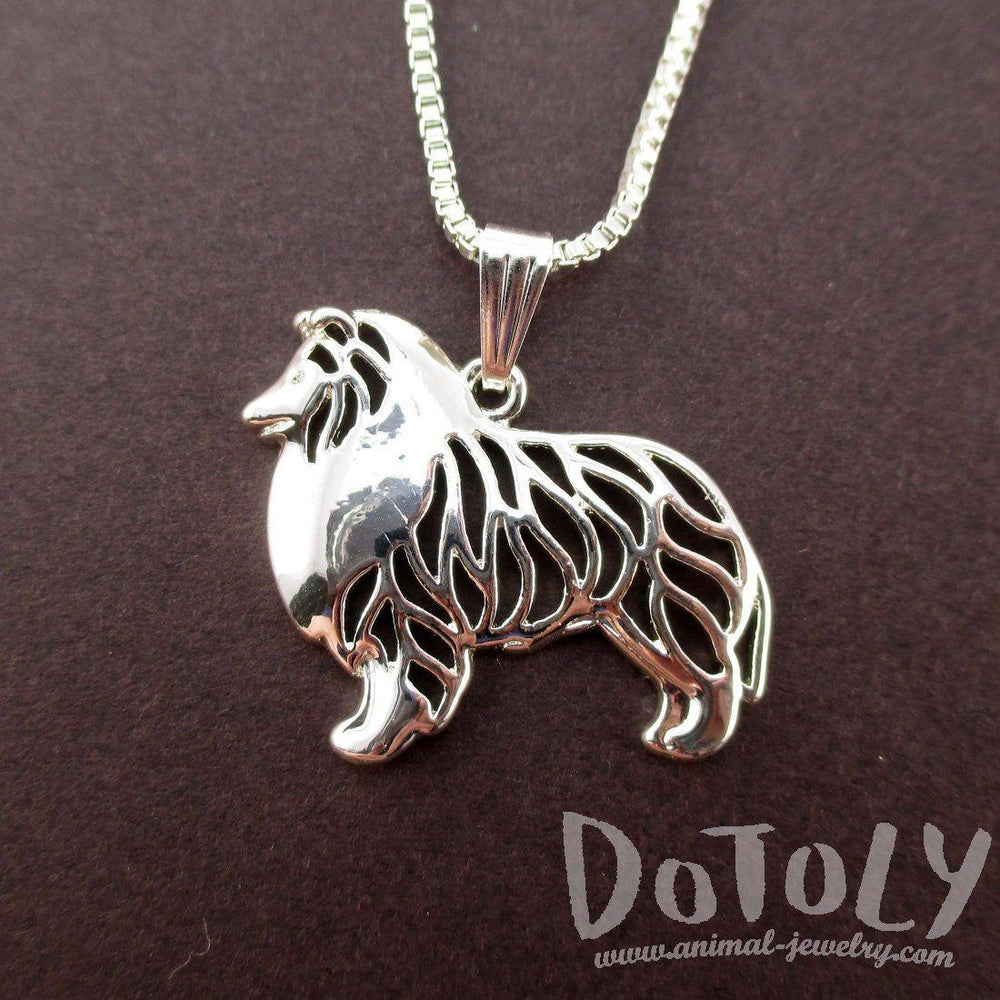 Collie Shetland Sheepdog Shaped Cut Out Pendant Necklace