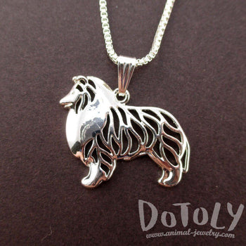 Collie Shetland Sheepdog Shaped Cut Out Pendant Necklace