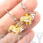 Cougar Mountain Lion Shaped Porcelain Ceramic Animal Dangle Earrings