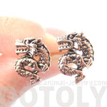 Detailed Dragon Shaped Animal Themed Stud Earrings in Rose Gold