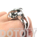 Detailed Elephant Head Shaped Animal Ring in Shiny Silver | Size 7 - 9