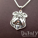 English Bulldog Shaped Cut Out Pendant Necklace in Silver