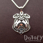 English Bulldog Shaped Cut Out Pendant Necklace in Silver