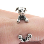 Greyhound Dog Shaped Animal Wrap Around Ring in Silver