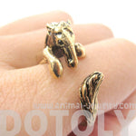 Detailed Horse Pony Animal Wrap Around Ring in Shiny Gold | DOTOLY