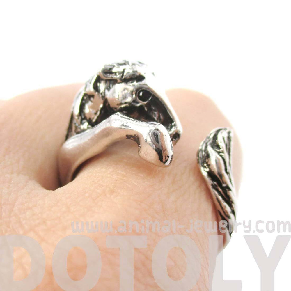 Detailed Horse Pony Animal Wrap Around Ring in Shiny Silver | DOTOLY