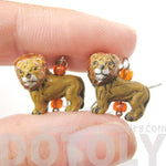 Detailed Lion Shaped Porcelain Ceramic Animal Dangle Earrings | DOTOLY