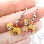 Detailed Lion Shaped Porcelain Ceramic Animal Dangle Earrings | DOTOLY