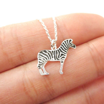 Zebra Shaped Charm Necklace in Silver | Animal Jewelry