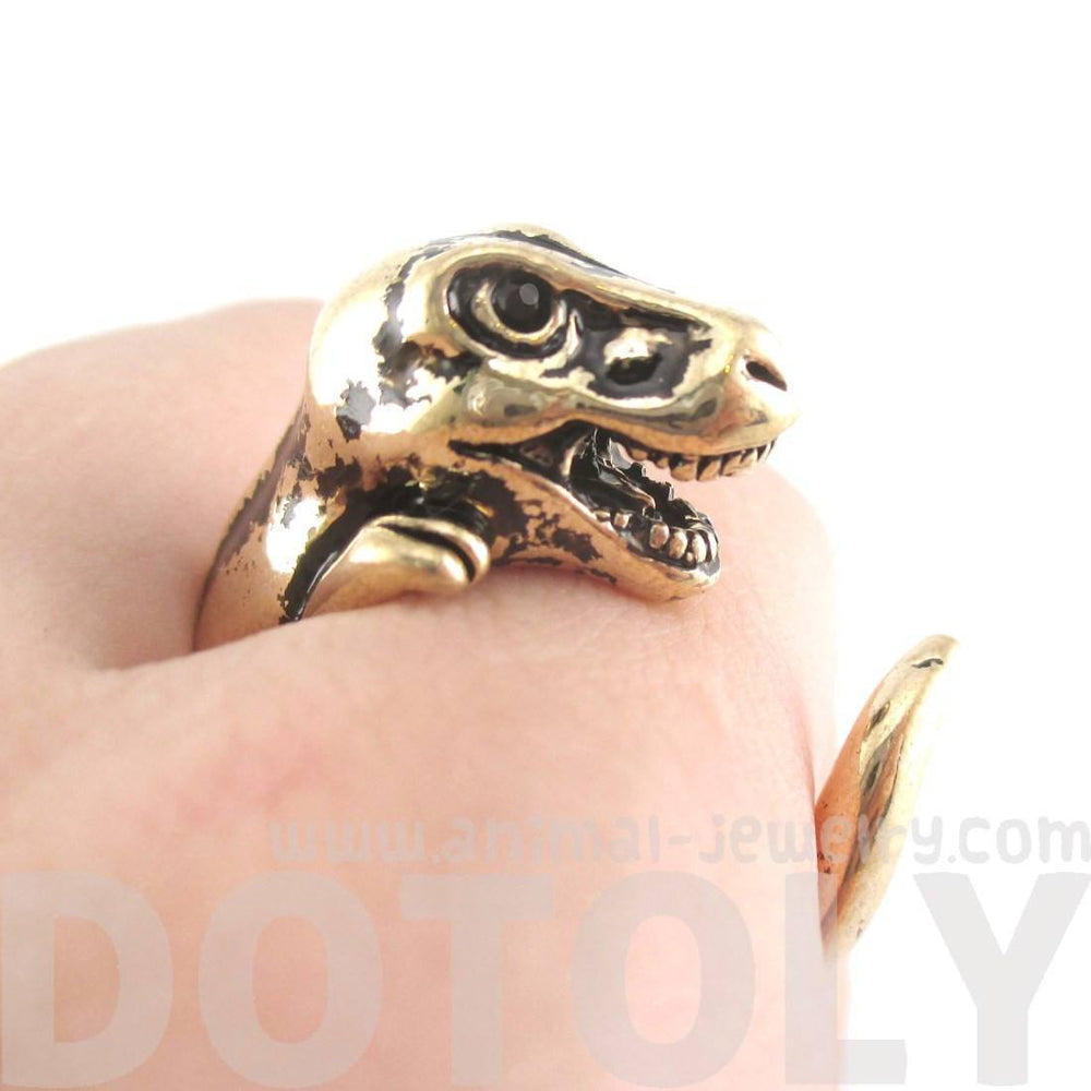 Dinosaur T-Rex Prehistoric Animal Ring in Shiny Gold