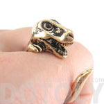 Dinosaur T-Rex Prehistoric Animal Ring in Shiny Gold