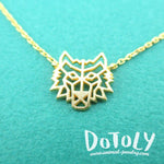 Direwolf Dye Cut Wolf Shaped Pendant Necklace in Gold | DOTOLY