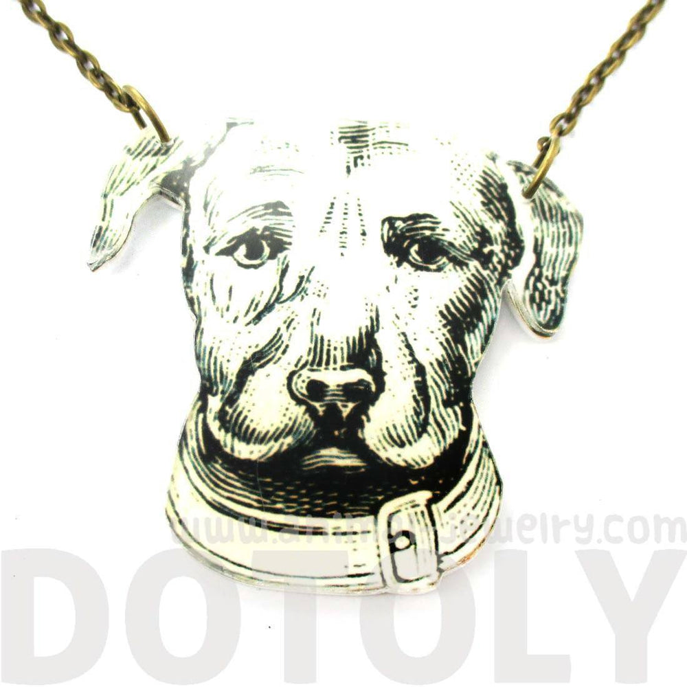 Dog Animal Head Shaped Acrylic Illustrated Pendant Necklace | DOTOLY
