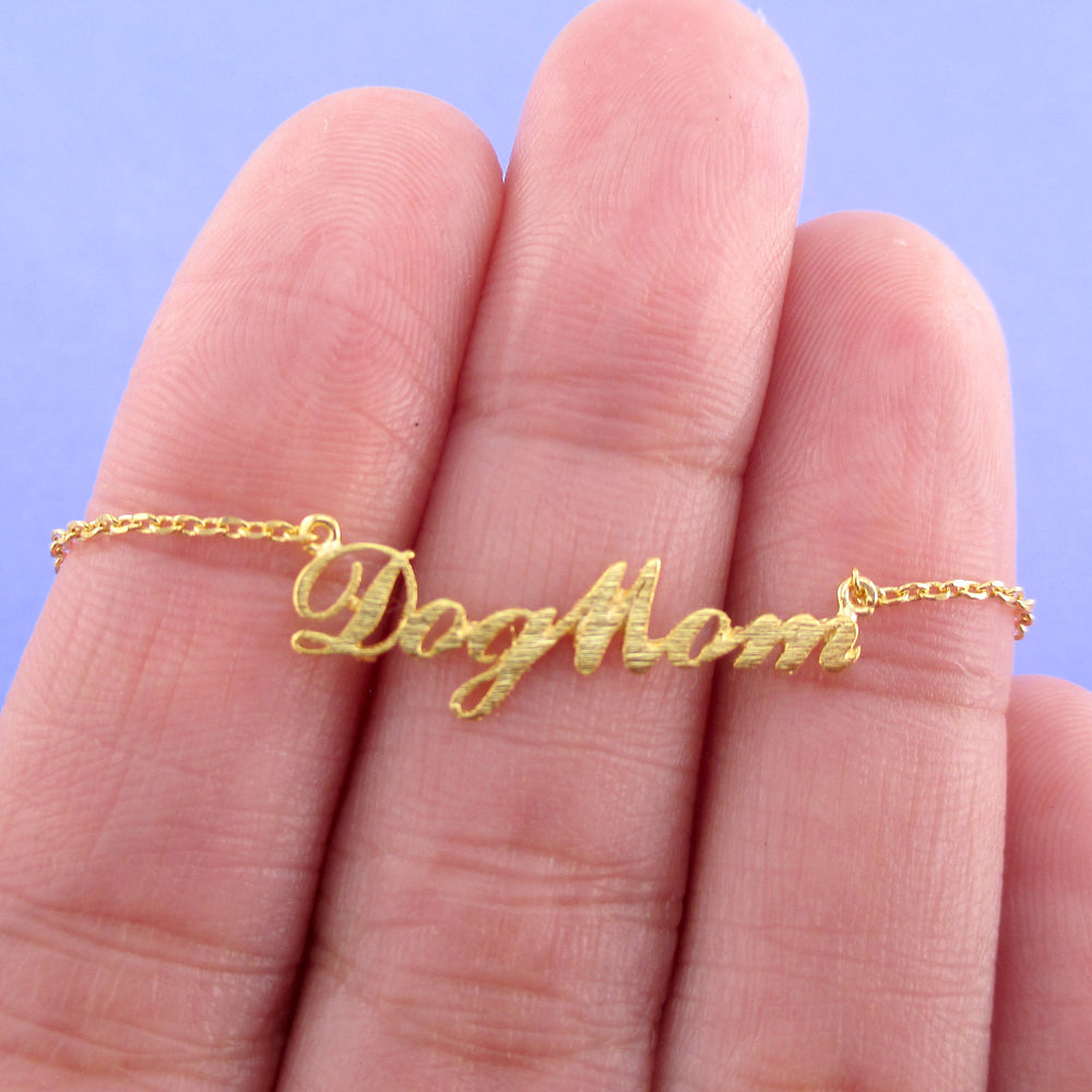 Dog Parents Dog Mom Charm Necklace in Gold. Gifts for Dog Lovers