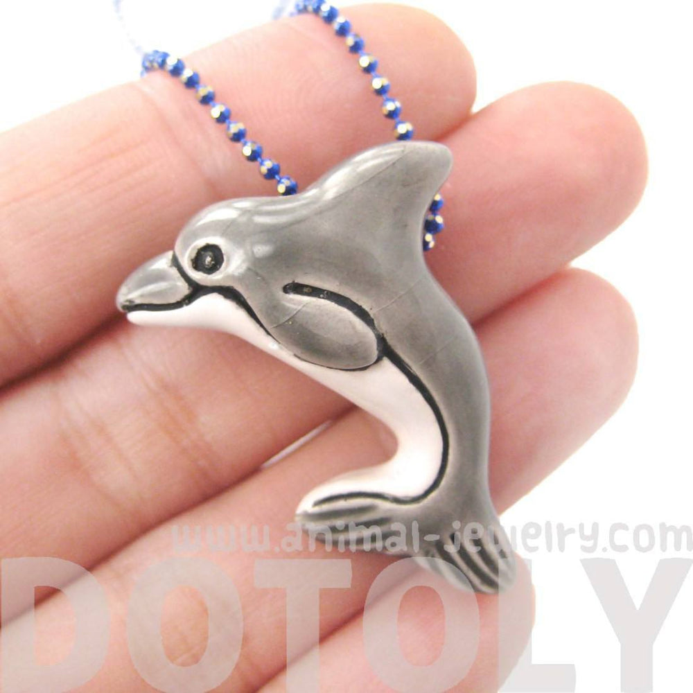 Porcelain Ceramic Dolphin Sea Animal Totem Pendant Necklace | Handmade