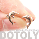 Small Dolphin Fish Sea Animal Stud Earrings in Rose Gold | DOTOLY | DOTOLY