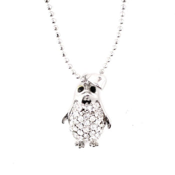 Dorky Baby Penguin Shaped Pendant Necklace in Silver | Animal Jewelry